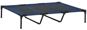 PawHut Cama Animais Estimação Elevada Cães Gatos Tecido Transpirável Conforto Dormir Relaxar 122x91x23cm Azul | Aosom Portugal