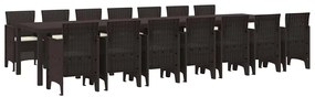 Conjunto de Jantar para o Jardim 15 pcs Castanho Grande