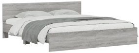 Estrutura cama com cabeceira 180x200 cm cinzento sonoma