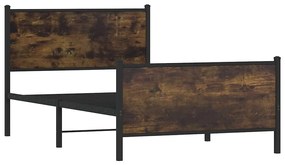 Estrutura de cama sem colchão 100x190 cm metal carvalho fumado