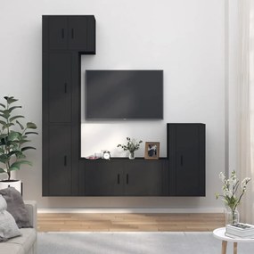 vidaXL Conjunto móveis de TV 5 pcs madeira processada preto
