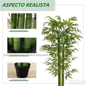 HOMCOM Planta Artificial Bambu em Vaso 180cm Bambu Artificial para Int