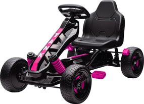 Kart a pedais para crianças, karting infantil para idades entre os 3 e os 6 anos com roda livre, travão e rodas antiderrapantes em EVA, cor-de-rosa