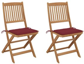 vidaXL Cadeiras de jardim dobráveis c/ almofadões 2 pcs acácia maciça