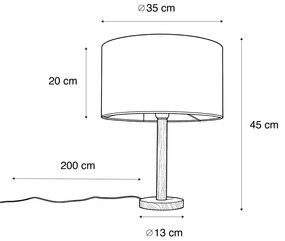 Candeeiro de mesa madeira com abajur de veludo verde 35cm - Mels Clássico / Antigo,Rústico