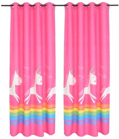 vidaXL Cortinas blackout infantis estampadas 2 pcs 140x240 cm rosa