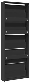 Sapateira com espelho de 5 divisórias 63x17x169,5 cm preto