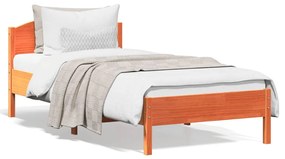 vidaXL Cama sem colchão 90x200 cm pinho maciço castanho-mel