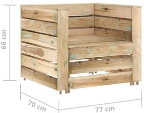 2 pcs conjunto lounge de jardim em paletes pinho impregnado