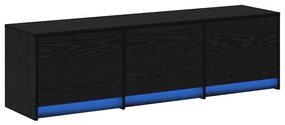 Armário de TV com LED Carvalho Preto 140x34x40 cm Madeira de Engenhari