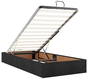 Estrutura de cama otomana sem colchão 90x190 cm tecido preto