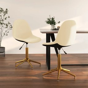vidaXL Cadeiras de jantar giratórias 2 pcs veludo cor creme