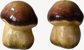 Saleiro e pimenteiro pintados à mão Mushroom, conjunto de 2