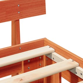 Estrado de Cama com Cabeceira Castanho Encerado 140x190 cm de Madeira