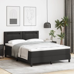 Cama Box da vidaXL com Colchão Preto 140x200 cm em Couro Sintético