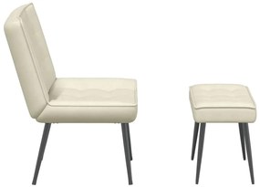 Cadeira de relaxamento com banco em veludo creme
