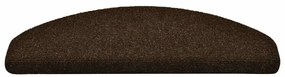 Tapetes escada autoadesivos 15 pcs 65x21x4 cm agulhado castanho