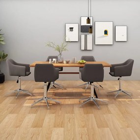 vidaXL Cadeiras de jantar giratórias 6 pcs tecido cinzento-acastanhado