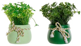 Planta Decorativa DKD Home Decor Cimento Polietileno Verde (9 x 9 x 15 cm) (2 pcs)