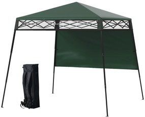 Outsunny Tenda Dobrável 220x220x200 cm com 1 Parede Lateral Bolsa de Transporte Impermeável e Proteção UV50+ para Jardim Pátio Verde