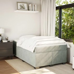 Cama boxspring c/ colchão 120x200 cm veludo cinzento-claro