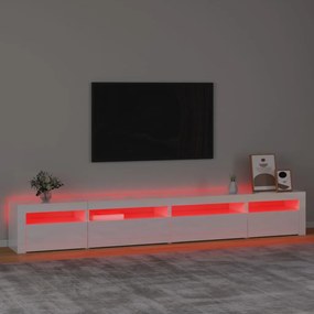 Móvel de TV com luzes LED 270x35x40 cm branco brilhante