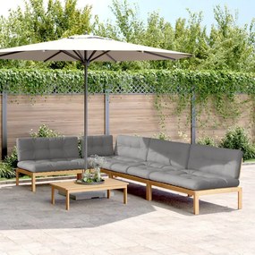 vidaXL 5 pcs móveis de paletes p/ jardim com almofadões acácia maciça