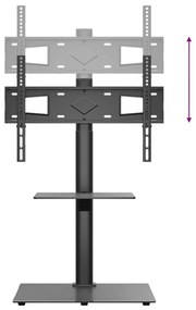 Suporte de canto para TV 32-65 polegadas c/ 2 prateleiras preto