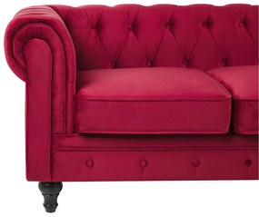 Conjunto de sofás com 4 lugares em veludo vermelho escuro CHESTERFIELD Beliani