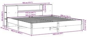 Cama com estante sem colchão 180x200 cm pinho maciço branco