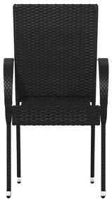 Cadeiras de exterior empilháveis 4 pcs vime PE preto