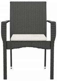 Cadeiras de jardim com almofadões 2 pcs vime PE preto