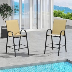 Conjunto de 2 cadeiras de bar com encosto, apoios de braços e apoios para os pés, capacidade de peso de 150 kg para bar, jardim, 62 x 76 x 130 cm, beg