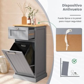 Armário para roupa suja com cesto para roupa suja e gaveta Lavandaria para casa de banho 40 x 37 x 82 cm Cinzento