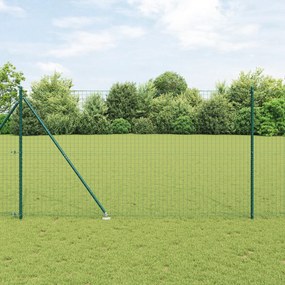 vidaXL Cerca Euro com 7 Postes Espeto 1.5x10 m Aço Galvanizado Verde