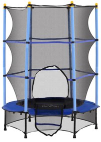 Trampolim para Crianças com Rede de Segurança e Estrutura de Aço para Interiores e Exteriores Carga 50kg Ø140x190 cm Azul