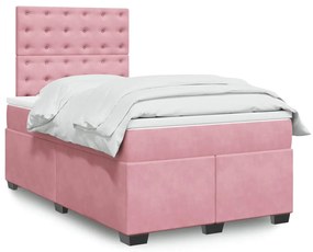 Cama boxspring com colchão 120x190 cm veludo rosa