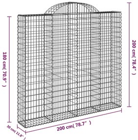 Cestos gabião arqueados 2pcs 200x30x180/200cm ferro galvanizado