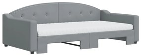 Sofá-cama c/ gavetão e colchões 100x200cm tecido cinzento-claro