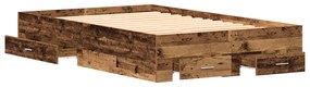 Cama com Gavetas vidaXL Madeira Velha 120x190 cm Madeira de Engenharia