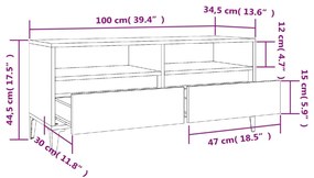 Móvel p/ TV 100x34,5x44,5 cm derivados madeira branco brilhante