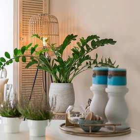 Candeeiro de pé inteligente rústico em vime com Wi-Fi A60 - Manila