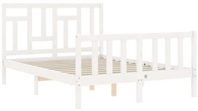 Estrutura de cama com cabeceira 140x200cm madeira maciça branco