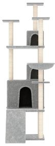 Árvore p/ gatos c/ postes arranhadores sisal 175 cm cinza-claro