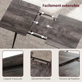 Mesa de Jantar Extensível (CADEIRAS NÃO INCLUIDAS), 160 x 75 x 77 cm, Capacidade Até 8 Pessoas, Cinzento