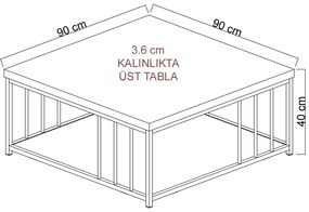 Mesa de Centro Zenn – Noz Dourado – 90x90x40 cm