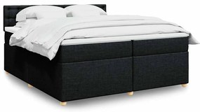 vidaXL Cama com molas/colchão 200x200 cm tecido preto
