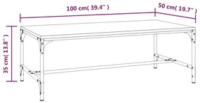 Mesa de centro 100x50x35 cm derivados madeira carvalho sonoma
