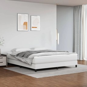 vidaXL Estrutura de cama com molas 160x200 cm couro artificial branco