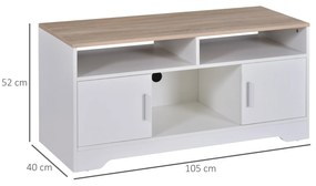 Móvel de Televisão Grande Espaço de Armazenamento Prateleiras Abertas 105x40x52 cm Branco